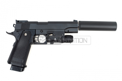 Пистолет Galaxy Hi-Capa с глушителем и ЛЦУ spring (DC-G.6A) [1] фото