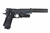 Пистолет Galaxy Hi-Capa с глушителем и ЛЦУ spring (G.6A)
